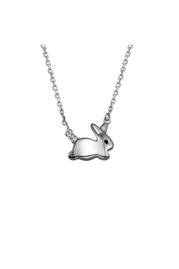 Silver Rabbit Necklace - 925 Sterling Silver - Easter Necklace Jewelry - Bunny Jewelry