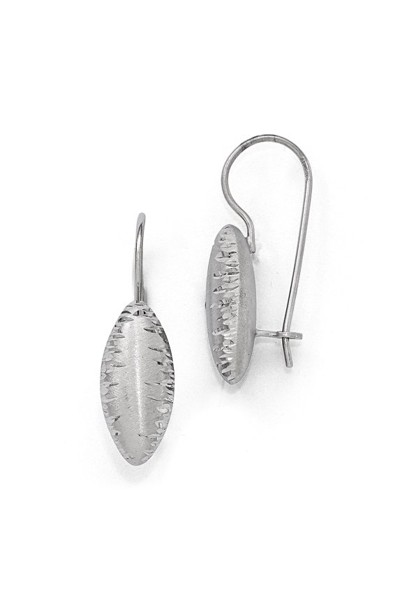 Sterling Silver Rhodium-plated Satin & Diamond-cut Dangle Earrings