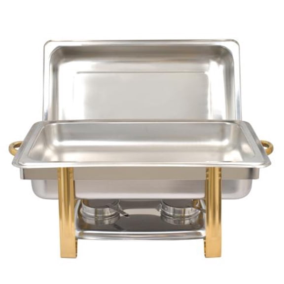 Silver Rectangle Food Warmer Stainless Chafing Dish Buffet Trays W/ Warmer & Lid