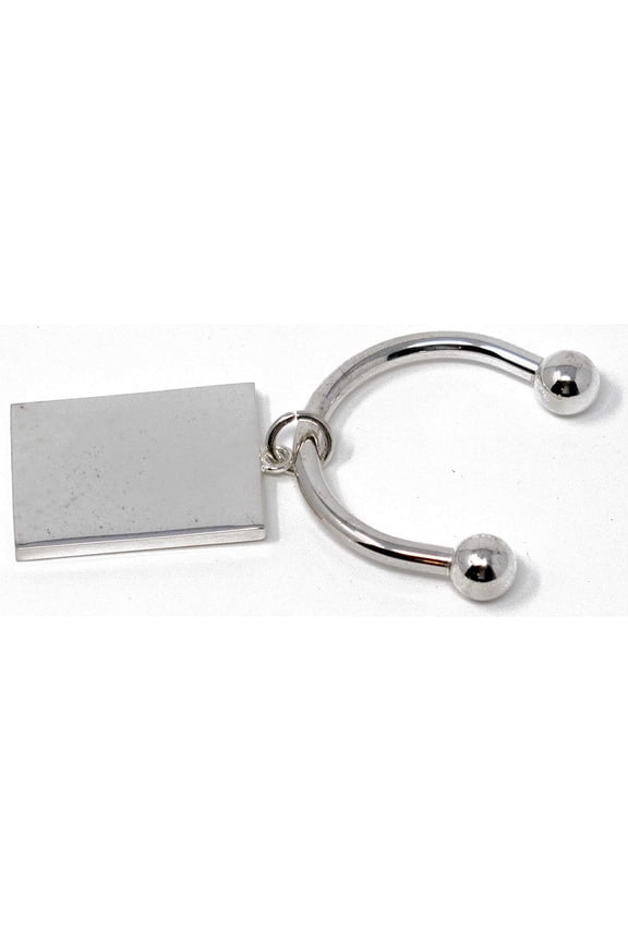 Silver Rectangle Horseshoe Screwball Keychain with Single-Side Easy-Open Key Holder