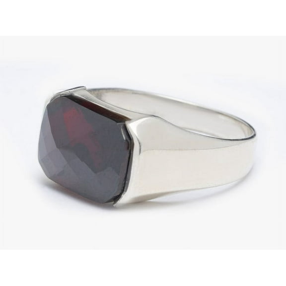Silver Red Garnet Ring / Polishing Silver Men's Jewelry / Natural Red Garnet / Birthstone Ring / Silver Rings / Gift Boss / Boyfriend Gift