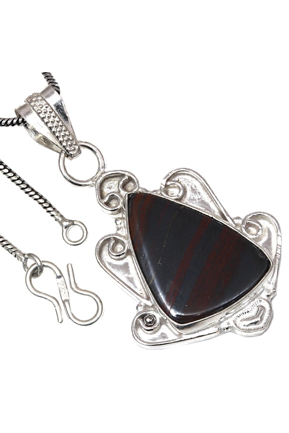 Silver Red Tiger's Eye Gemstone Valentine's Day Gifted Jewelry Pendants 2.5"