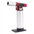 Silver Refillable Butane Micro Torch for Outdoor Barbecue, Cooking