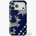 thumbnail image 1 of Silver Reindeer Christmas Pattern iPhone Case 17 16 15 14 13 12 11 Pro Max, 1 of 2