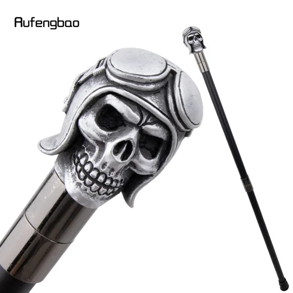 Silver Resin Skull Head Walking Cane Fashion Decorative Steel Walking Stick Gentleman Elegant Cosplay Cane Knob Crosier 92cm
