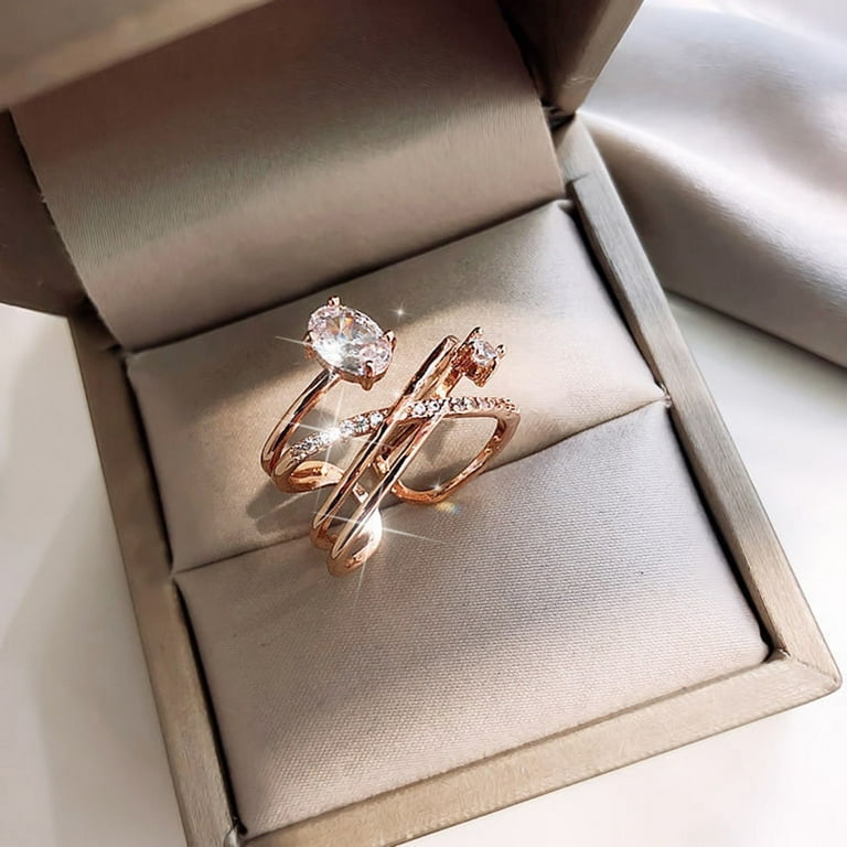Silver Retro Multilayer Diamond Ring Rhinestone Ring Elegant Ring Adjustable Opening For Women Girls Middle Finger Rings for Women Walmart