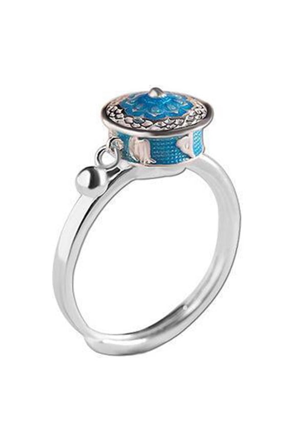 Silver Retro Ring Anxiety Relief Ring Adjustable Rotating Fidget Ring G.L0 B7S9