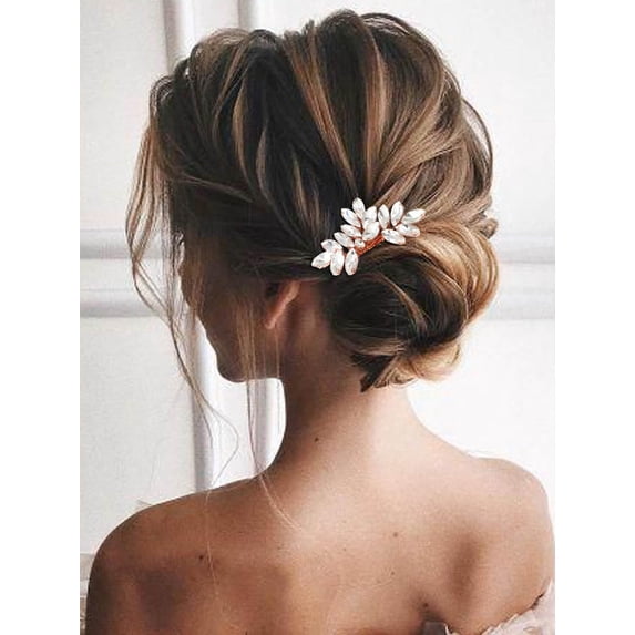 Silver Rhinestone Bride Hair Comb Bridal Wedding Hair Piece Crystal Hair Accessories for Women and Girls (A-Silver)