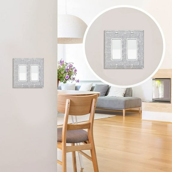 Silver Rhinestone Light Switch Cover Plate, Decorative Sparkly Bling Wall Plate with Screws for Home Decor,B,1PC,Crystal Decoration