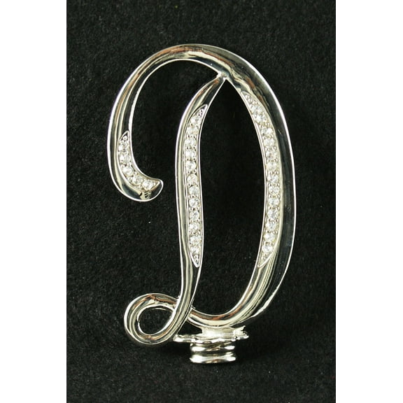Silver Rhinestone Monogram Wedding Cake Topper Top Letter Initial"D"