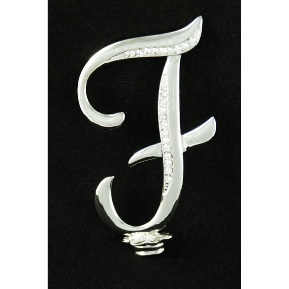 Silver Rhinestone Monogram Wedding Cake Topper Top Letter Initial"F"