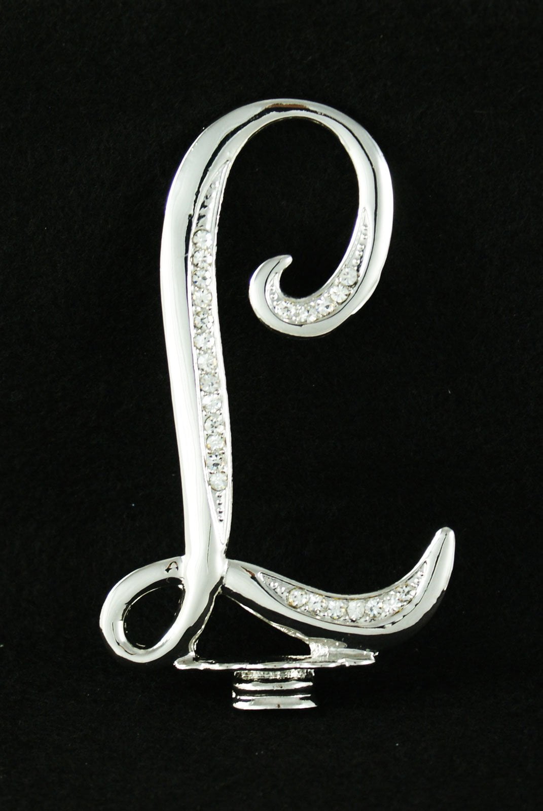 Silver Rhinestone Monogram Wedding Cake Topper Top Letter Initial"L ...