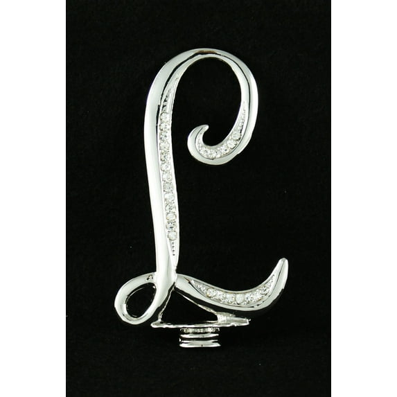 Silver Rhinestone Monogram Wedding Cake Topper Top Letter Initial"L"