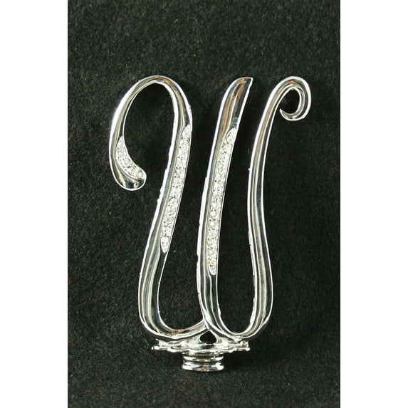 Silver Rhinestone Monogram Wedding Cake Topper Top Letter Initial"W"