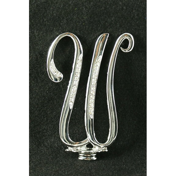 Silver Rhinestone Monogram Wedding Cake Topper Top Letter Initial"W"