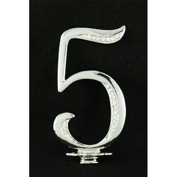Silver Rhinestone Monogram Wedding Cake Topper Top Letter Number"5"