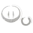 thumbnail image 1 of Silver Rhinestone Necklace Earrings Bracelet Sets Bridal Wedding Jewelry Set Heart Costume Jewelry Sets for Women and Brides, 1 of 8