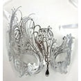 thumbnail image 1 of Silver Rhinestone Swan Laser Cut Venetian Mask Masquerade Metal Filigree, 1 of 1