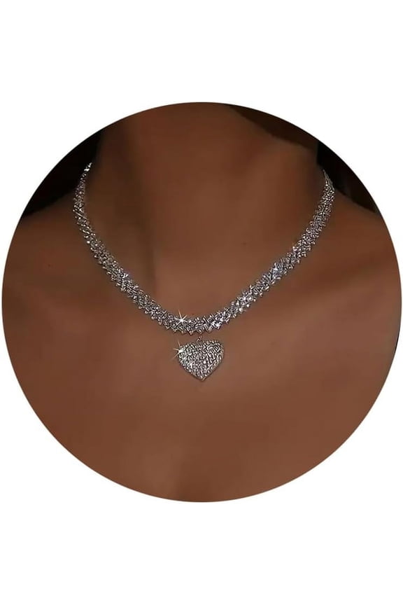 Silver Rhinestone Tennis Necklaces For Women, Dainty Adjustable Layered Twist Rope Cubic Zircon Diamond Butterfly Necklace, Iced Out Heart Jewelry Gifts[o7551]