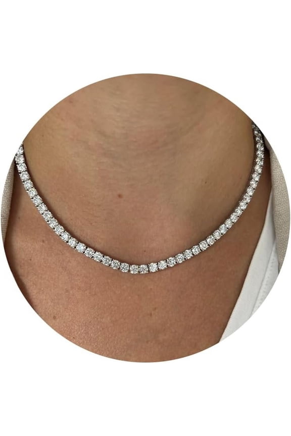 Silver Rhinestone Tennis Necklaces For Women, Dainty Adjustable Layered Twist Rope Cubic Zircon Diamond Butterfly Necklace, Iced Out Heart Jewelry Gifts[o7553]