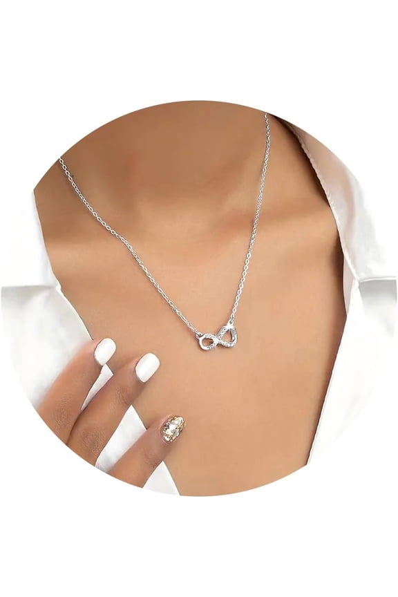 Silver Rhinestone Tennis Necklaces For Women, Dainty Adjustable Layered Twist Rope Cubic Zircon Diamond Butterfly Necklace, Iced Out Heart Jewelry Gifts[o7554]