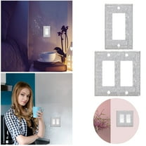 Silver Rhinestone Wall Plate Light Cover Set, Shiny Bling Switch Plate Decor for Living Room and Bedroom