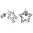 thumbnail image 1 of Silver Rhodium Plated CZ Cut Out Super Star Stud Earring, 1 of 1