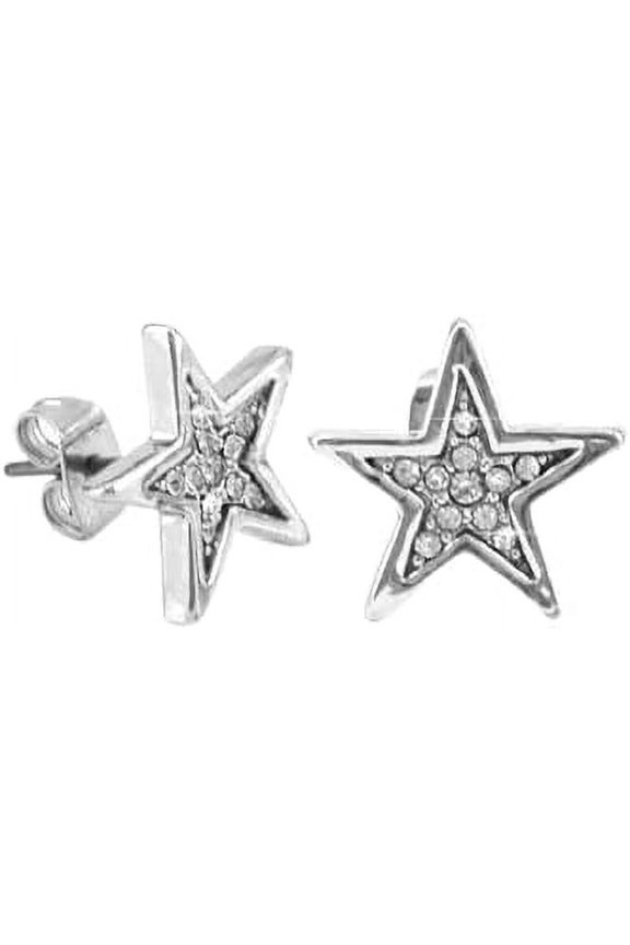 Silver Rhodium Plated CZ Famous Star Stud Earring