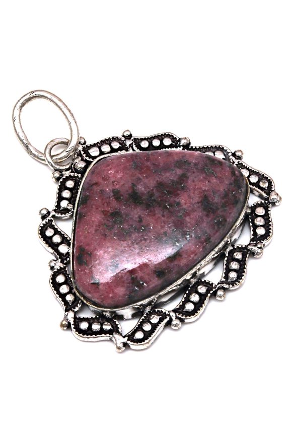 Silver Rhodonite Gemstone Handmade Gift For Her Jewelry Pendants 1.5"