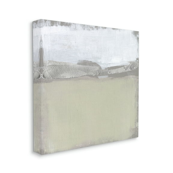 Silver Ribbon Abstract Horizon Neutral Tone Landscape Abstract Gallery-Wrapped Canvas Print Wall Art, 17x17