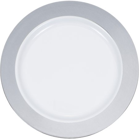 Silver Rim Plastic Dessert Plates, 30 Count