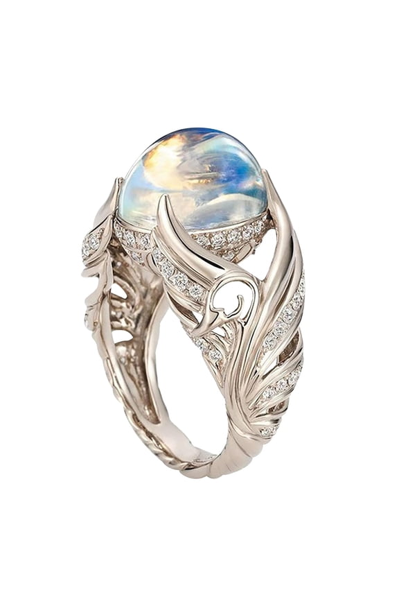 Silver Ring For Women Gorgeous Angel Wedding Band Engagement Rings Cosplay Jewelry Accessory, 5.7 cm, Silver A