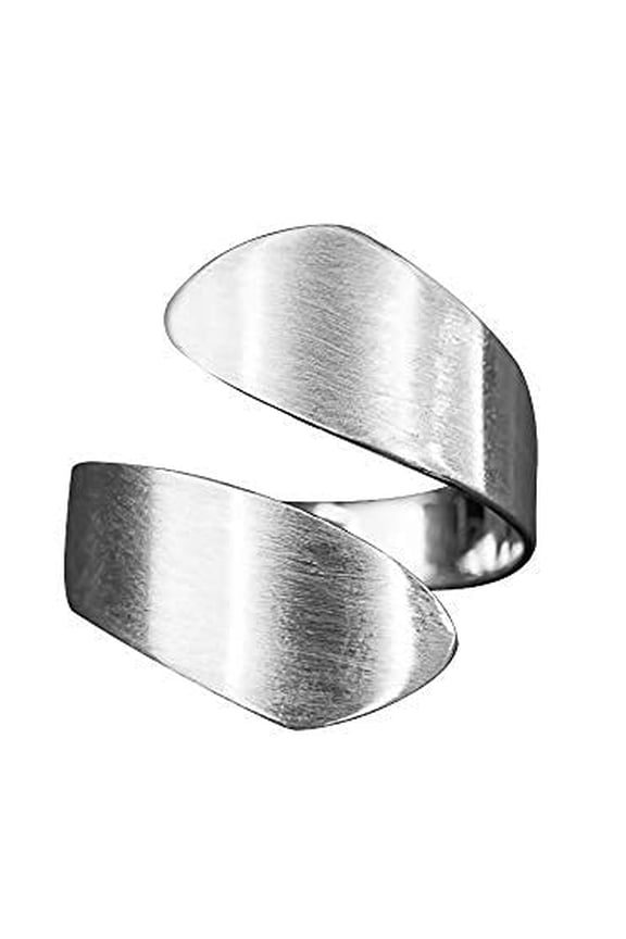 Silver Ring Ladies Open Wide - 925 Sterling - Adjustable - Wide Soft Spiral Ring with Gift Box