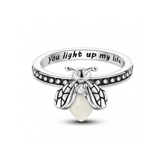 Silver Ring With Inscription You Light Up My Life Stackable Fashion Jewelry