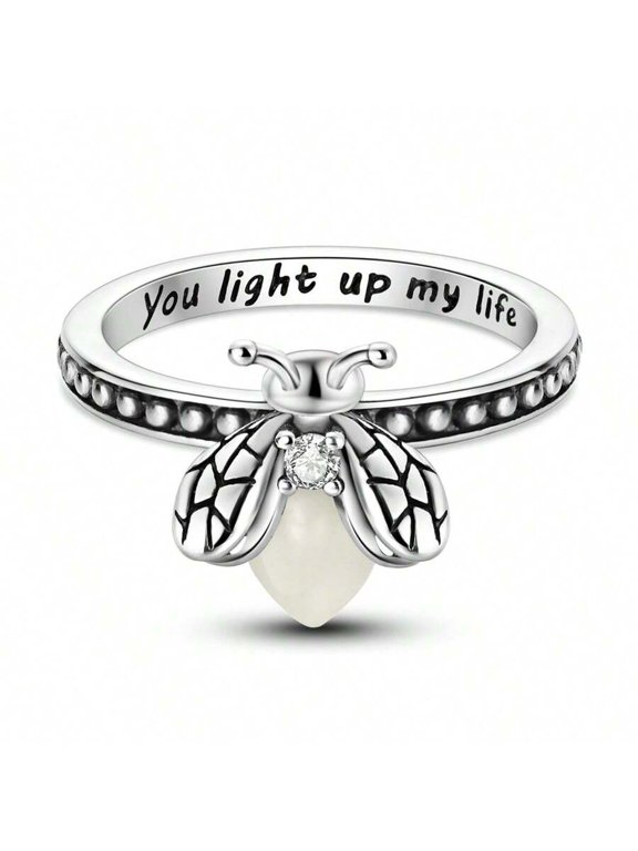 Silver Ring With Inscription You Light Up My Life Stackable Fashion Jewelry
