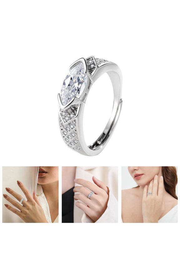 Silver Ring For Women Gorgeous Wedding Band Engagement Rings Jewelry Accessory Adjustable Opening Ring Size 6 Thick Rings Rings for Women Pack Skater Rings Rings Big Rings Size 6 for Adjustable Rings