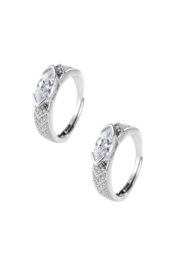 Silver Ring for Women Gorgeous Angel Wedding Band Engagement Rings Cosplay Jewelry Accessory Adjustable Opening 2PCS, 0.5 cm, Silver 2Packs