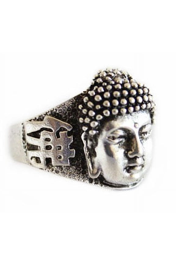 Silver Ring with Buddha Head