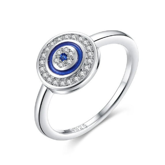 Silver Rings, Cubic Zirconia Ring, Engagement Ring Halo Promise Ring , Size 7