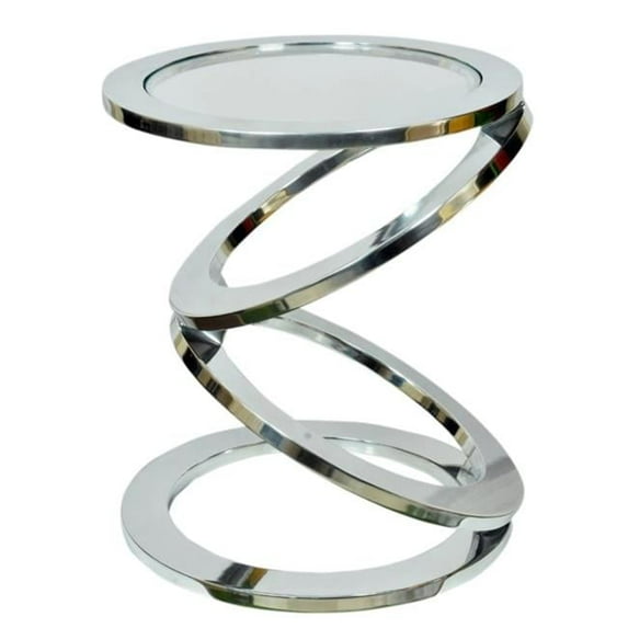 Silver Rings Metal Frame & Glass Top Accent Table