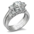 thumbnail image 1 of Womens Silver Rings High polished (no plating) Stainless Steel Ring with AAA Grade CZ in Clear TK098, 1 of 5