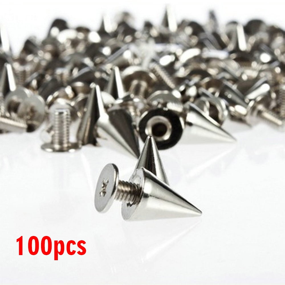 200 Sets Silver Cone Spikes Multiple Sizes Screw Back Studs Punk Rock  Bullet Rivets for DIY Clothing Leather Craft