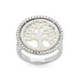 thumbnail image 1 of Silver Roots Sterling Silver Round MOP Tree of Life Design with Clear CZ Border Ring Size 6, 1 of 1