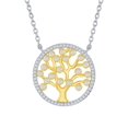 thumbnail image 1 of Silver Roots Tree of Life Charm Clear CZ Gold-plated Sterling Silver Disc pendant Necklace, 1 of 1