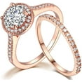 thumbnail image 1 of Silver Rose Gold 1.0 Carat Wedding Engaement Eternity Bridal Solitaire Ring Set, 1 of 4