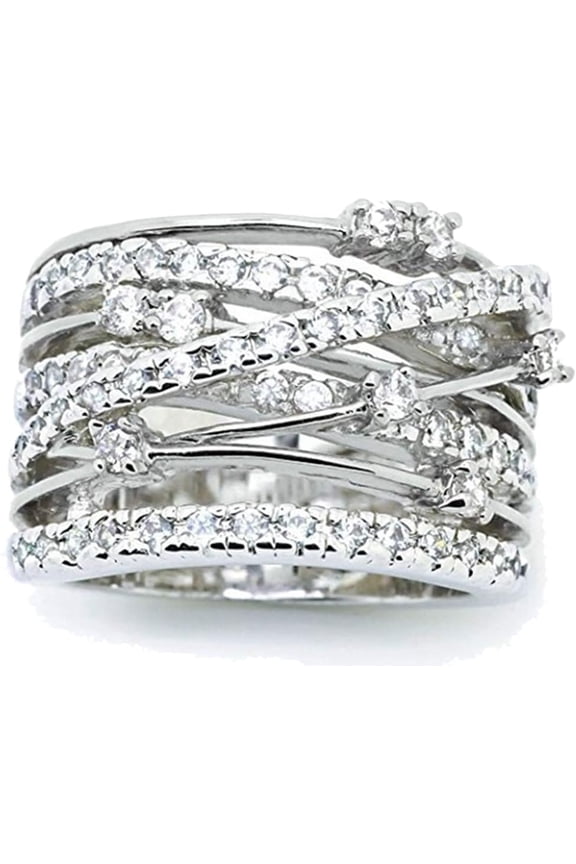 Silver Rose Gold Braided Wrap Knot Style Promise Statement Cocktail Party Ring