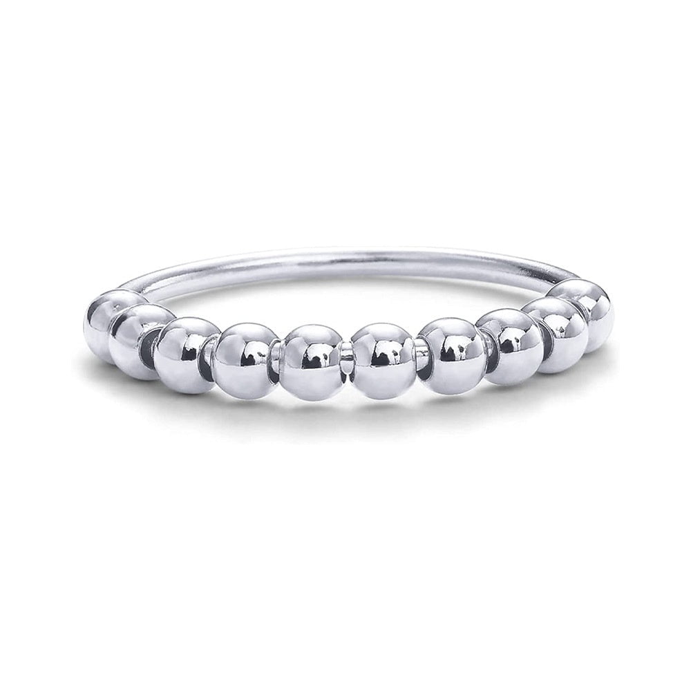 Silver Rotatable Ring, Wind Decompression Anxiety Ring, Decompression Ball Ring for Stress Relief, Stylish and Durable