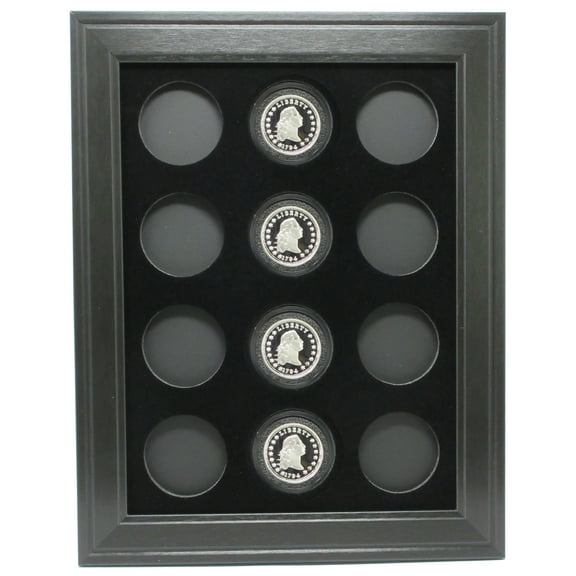 Silver Round 1 oz. Coins (Not Included) Wall Display Picture Frame Holds 12 Coins Made in the USA