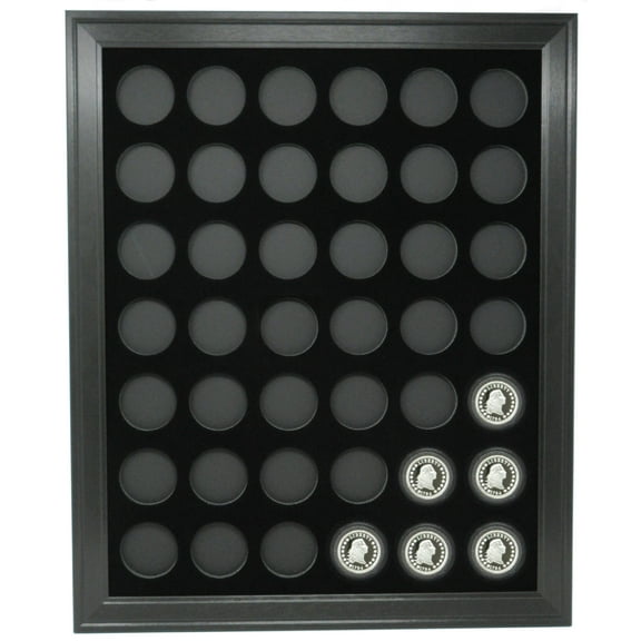 Silver Round 1 oz. Coins (Not Included) Wall Display Picture Frame Holds 42 Coins Made in the USA