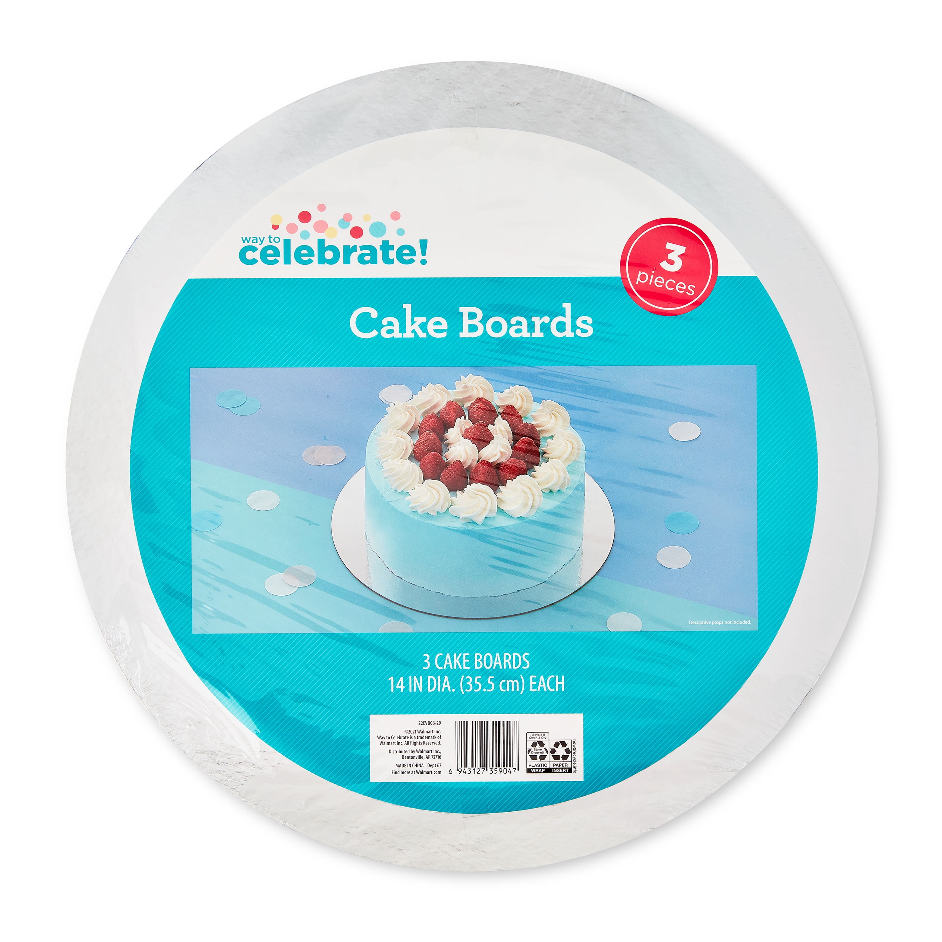 14" Silver Round Paper Cake Boards, 3 Count, by Way To Celebrate